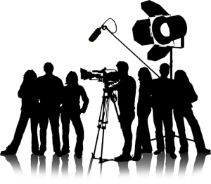 Chateau film crew silhouette for movie productions and TV